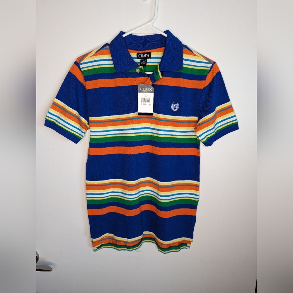 CHAPS STRIPED MULTICOLOR POLO T-SHIRT (10-12)